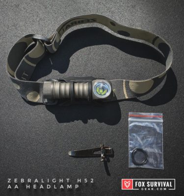 Zebralight H52 AA Headlamp with headband, belt clip and spare o rings