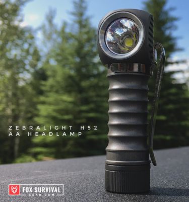 Photo of Zebralight H52 survival flashlight with belt clip installed